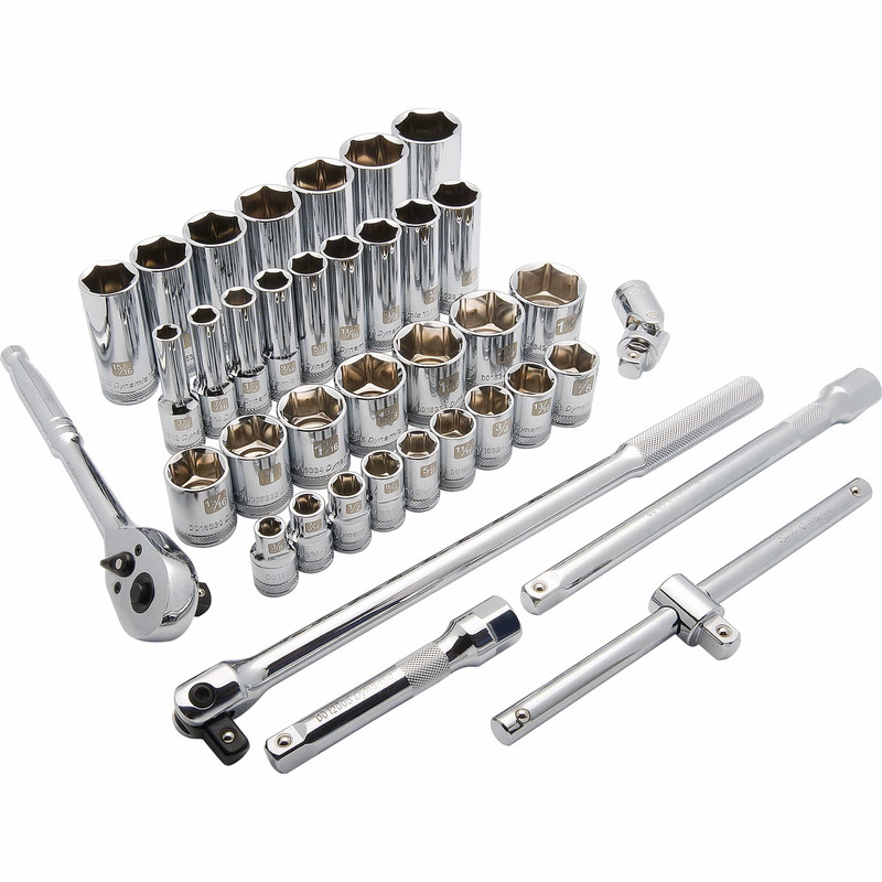 1/2" Drive 38pc 6-Point Standard/Deep SAE Socket Set, 3/8" - 1-5/16"